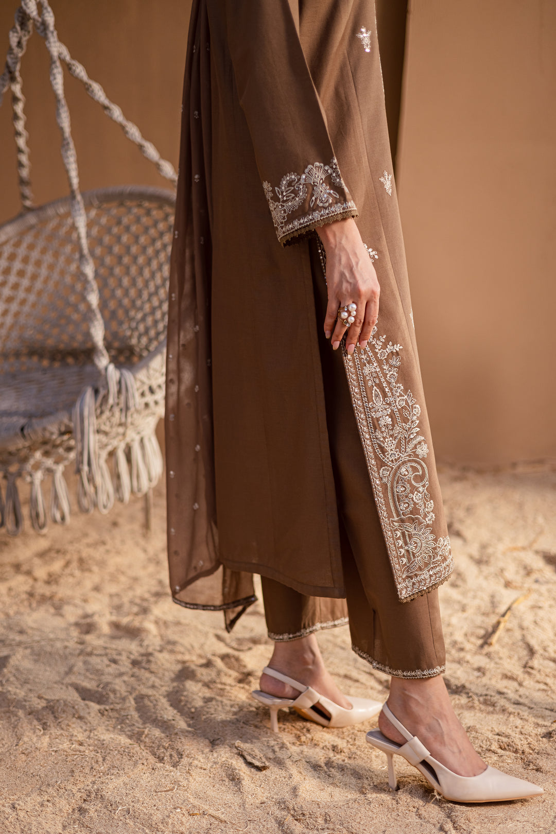Hazel 3Pc - Embroidered Khaddar Dress