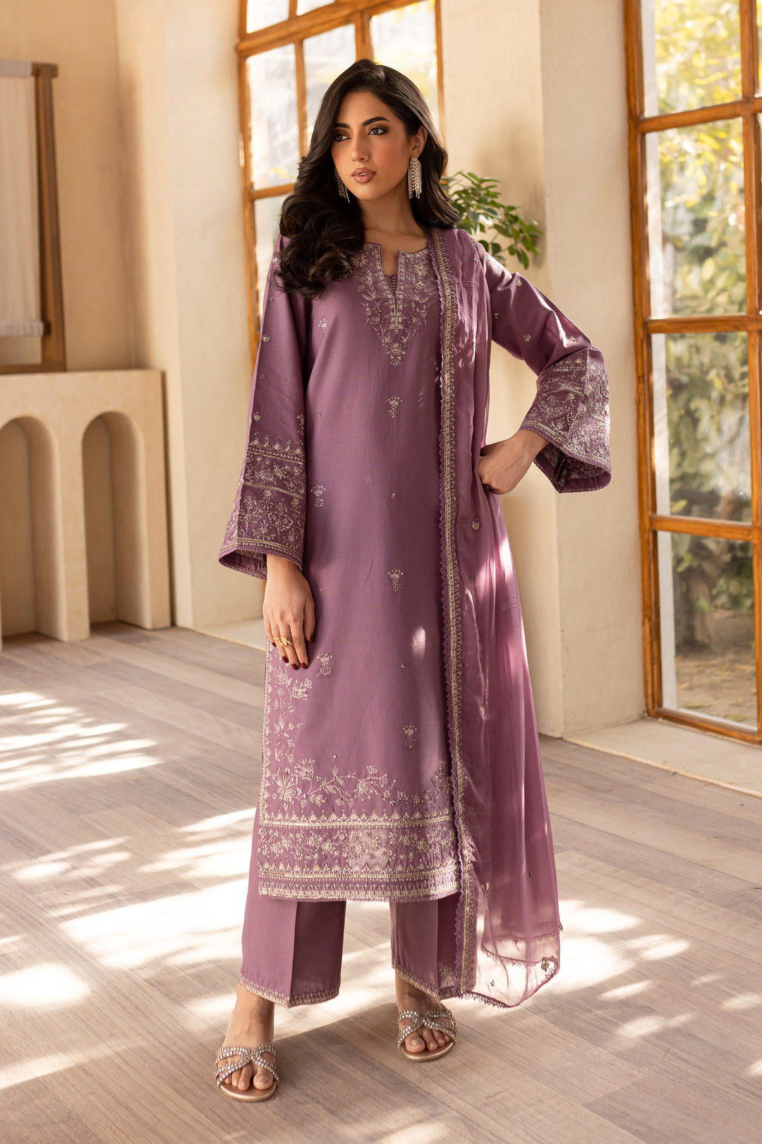 Winkle 3Pc - Embroidered Khaddar Dress - BATIK