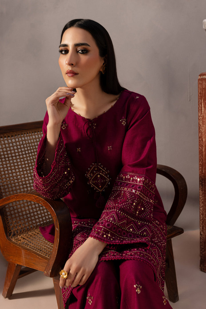 Red Cruz 2Pc - Embroidered Karandi Dress - BATIK