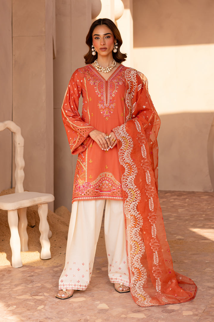 Ashnah 3Pc - Embroidered Luxe Pret