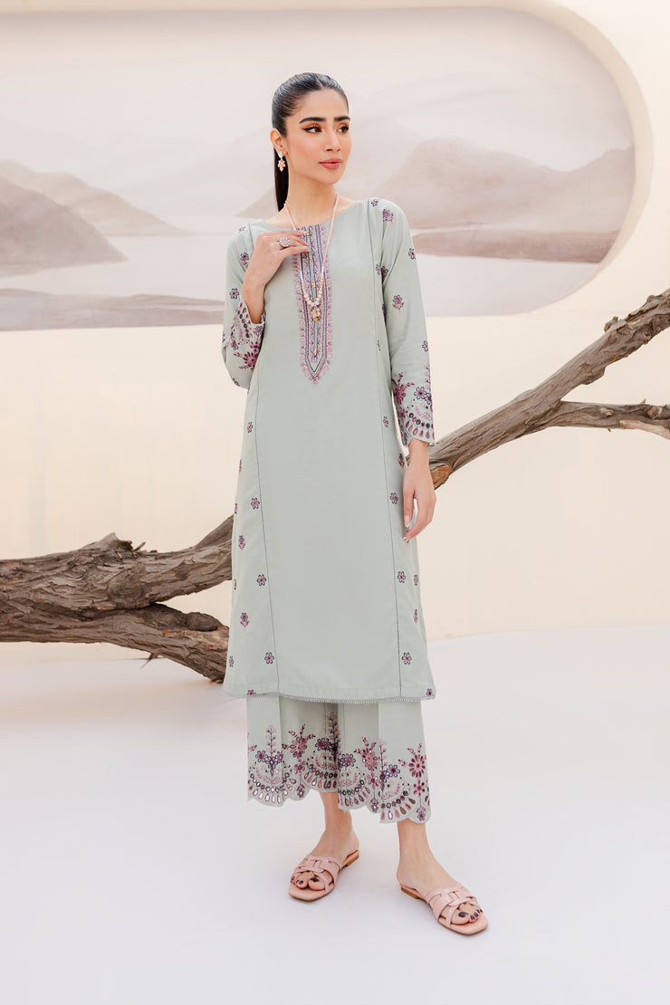 Zee 2Pc - Embroidered Karandi Dress - BATIK
