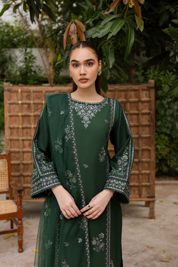 Ever Green 3Pc - Embroidered Khaddar Dress - BATIK