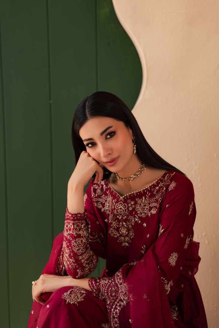 Jhumka 3Pc - Embroidered Solid Dress - BATIK