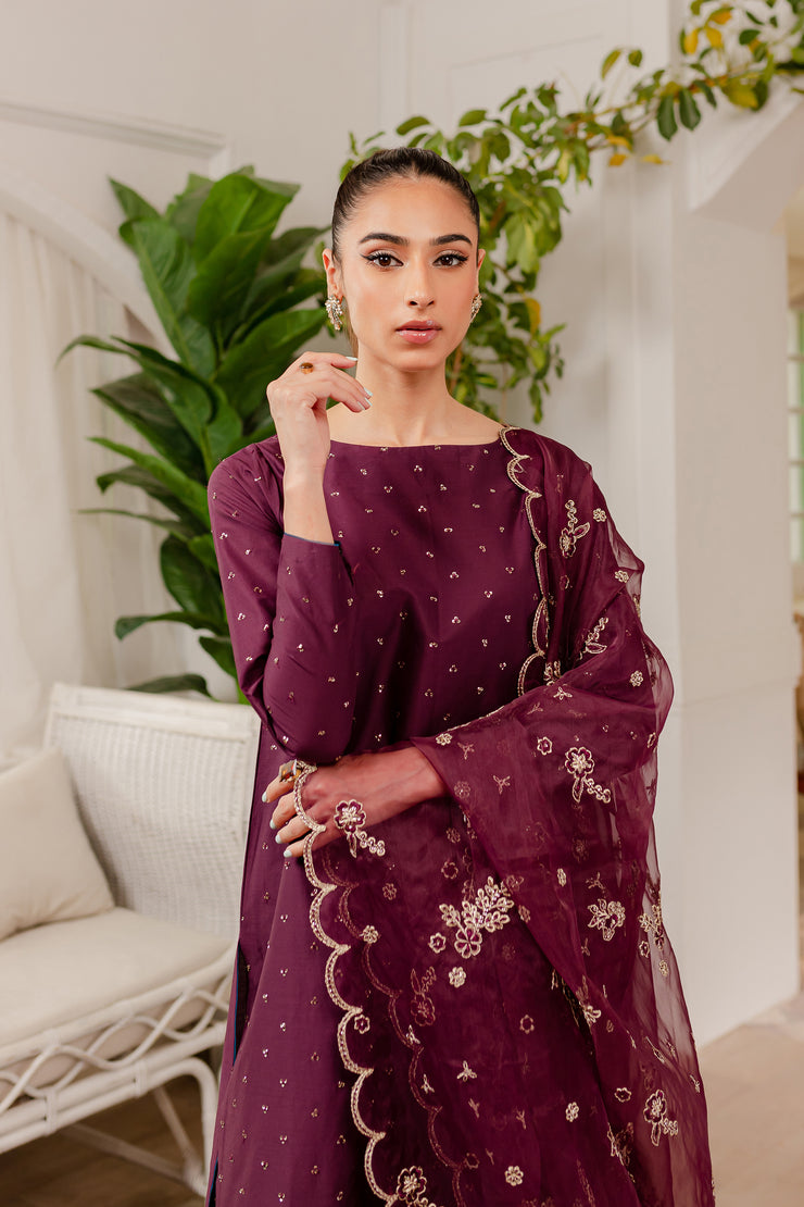 Sheen 3Pc - Embroidered Luxe PRET - BATIK