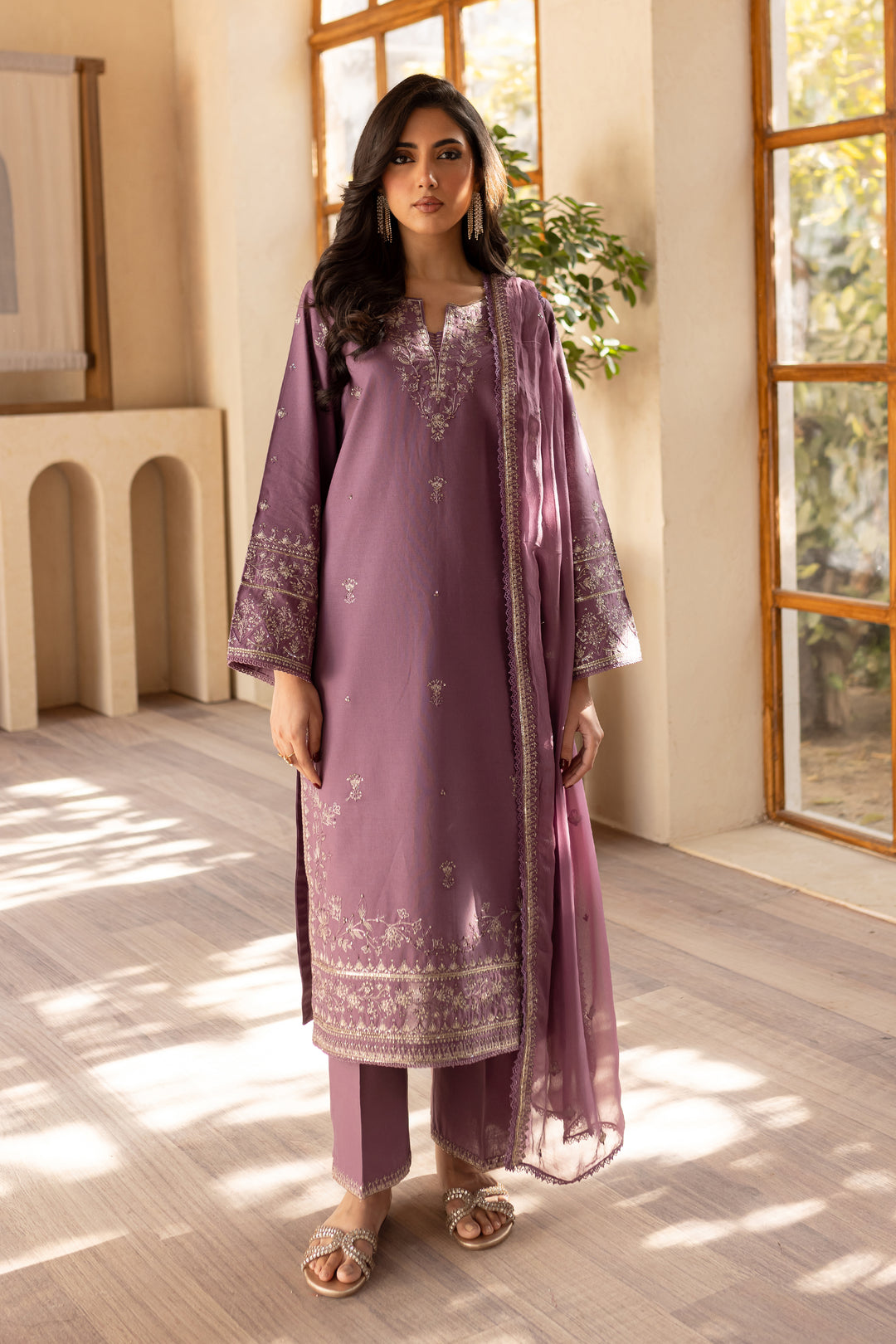 Winkle 3Pc - Embroidered Khaddar Dress - BATIK