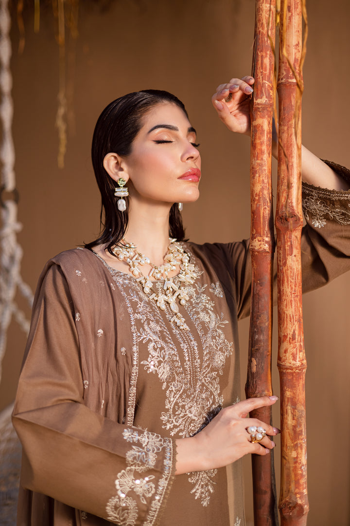 Hazel 3Pc - Embroidered Khaddar Dress