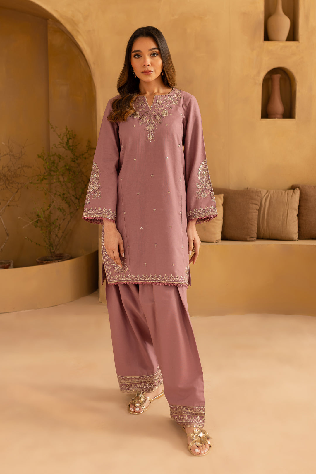 Ferio 2Pc - Embroidered Khaddar Dress - BATIK