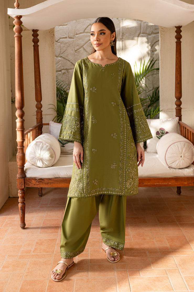 Fern Crush 2Pc - Embroidered Khaddar Dress