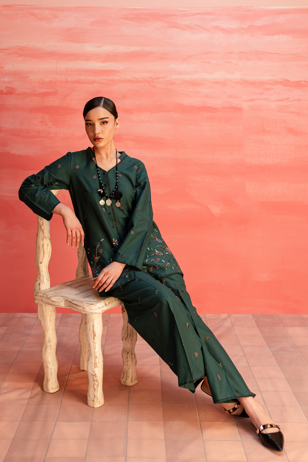 Ainsley 2Pc - Embroidered Khaddar Dress - BATIK