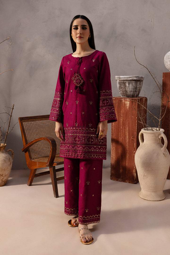 Red Cruz 2Pc - Embroidered Karandi Dress - BATIK