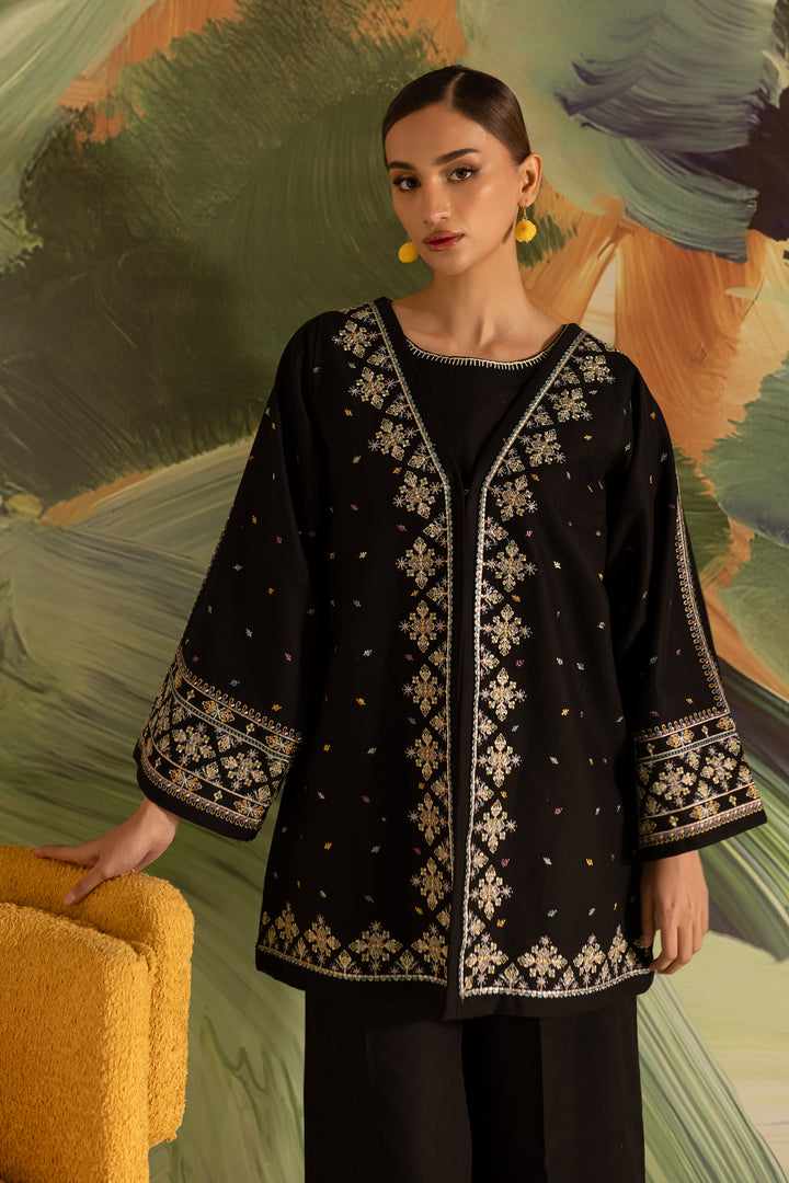 Neptune Black 3Pc - Embroidered Khaddar Dress - BATIK