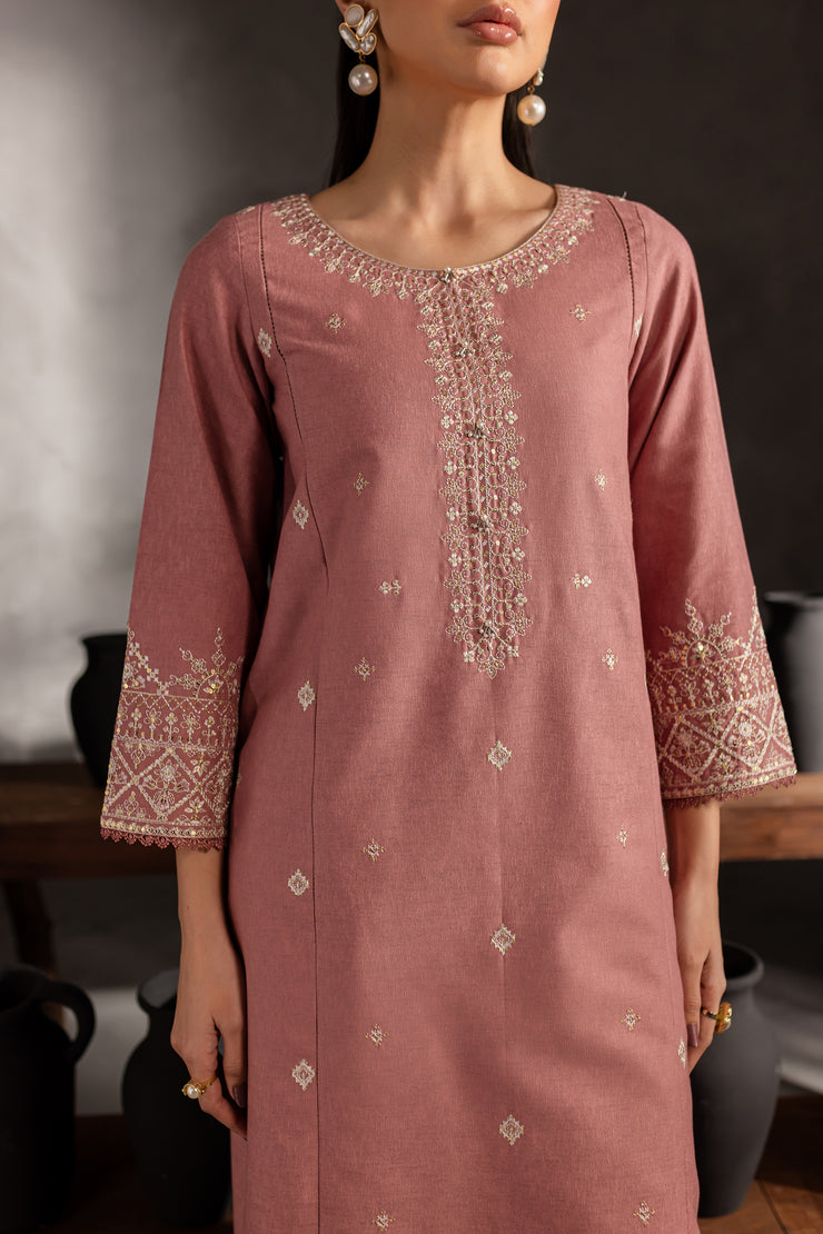 Pink Opal 2Pc - Embroidered Karandi dress