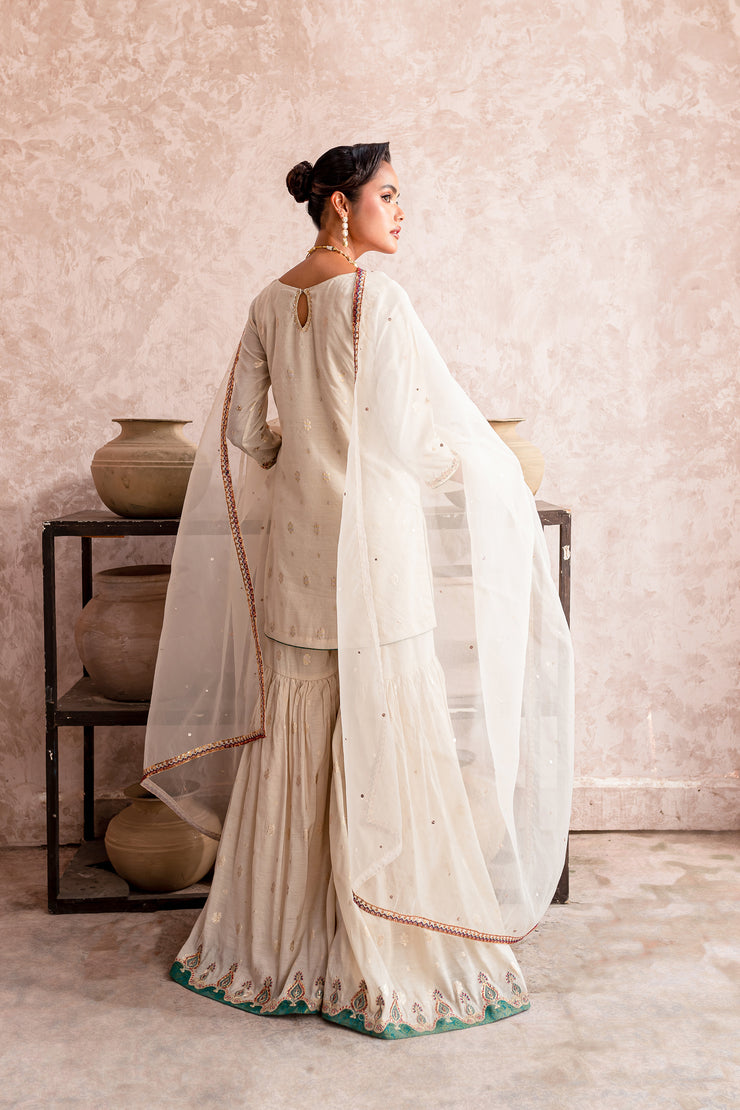 Cotton White 3Pc - Formal Dress - BATIK