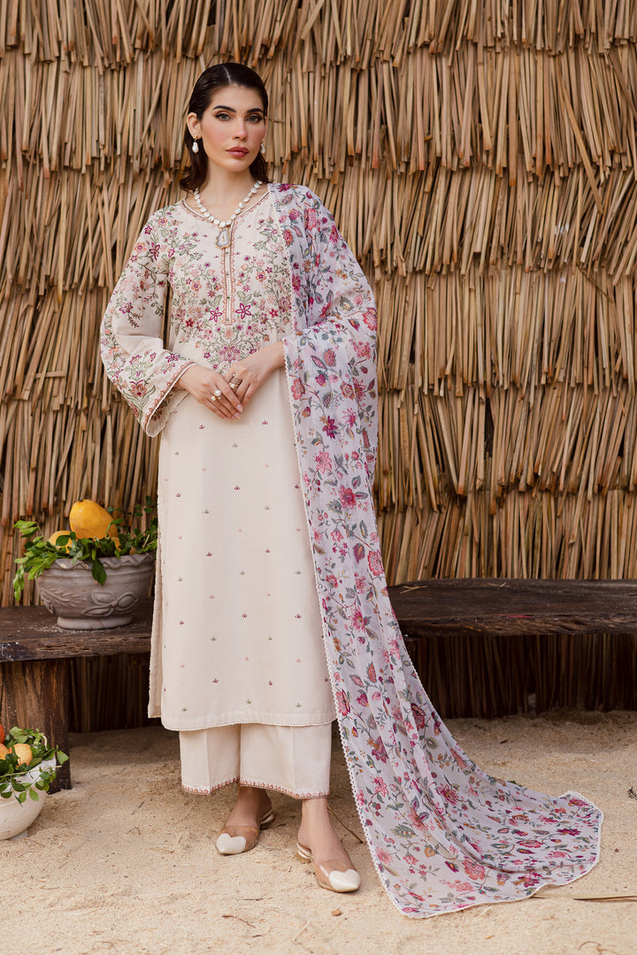 Dream Garden 3Pc - Embroidered Khaddar Dress