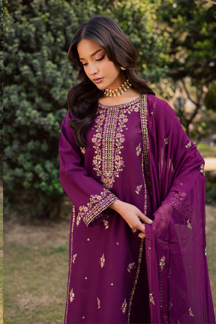Ruby Rosa 3Pc - Embroidered Khaddar Dress