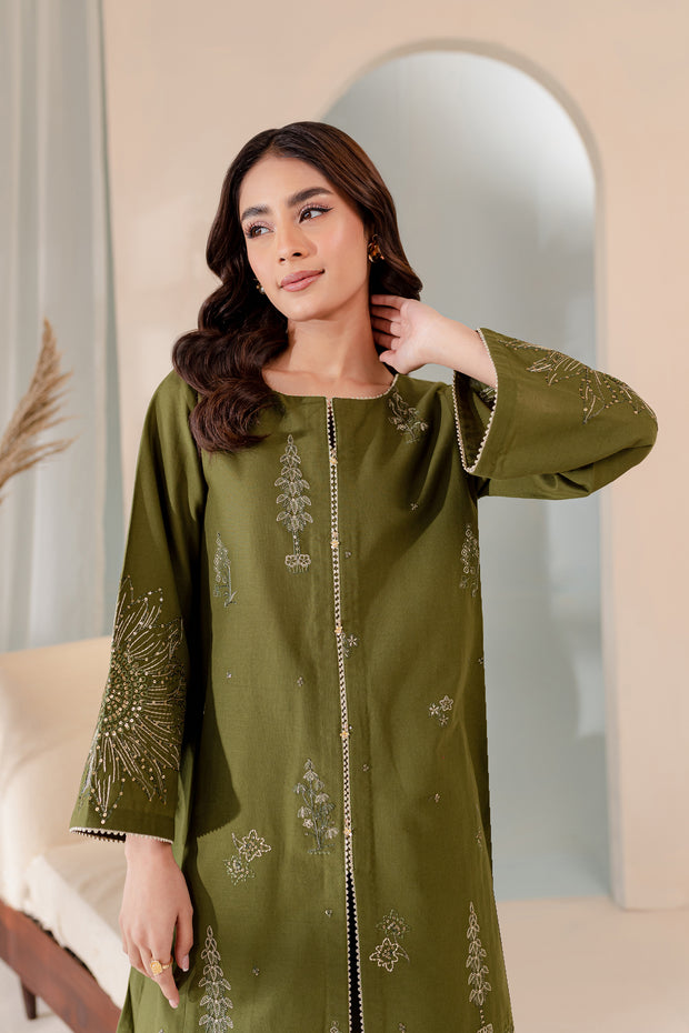 Seaweed 2Pc - Embroidered Khaddar Dress - BATIK