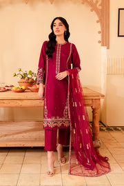 Vivid Burgundy 3Pc - Embroidered Lawn Dress