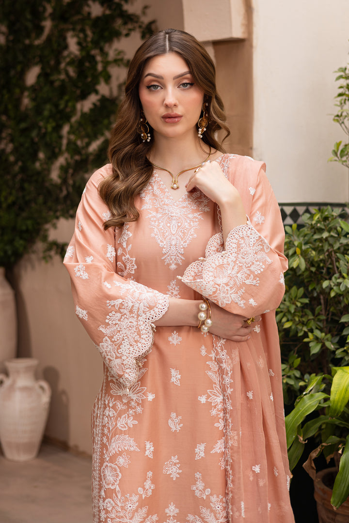 Peach Charm 3Pc - Festive Eid Pret