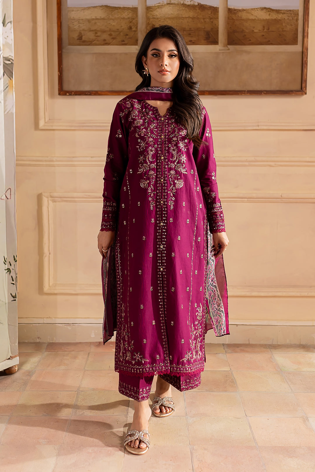 Evari 3Pc - Embroidered Khaddar Dress - BATIK