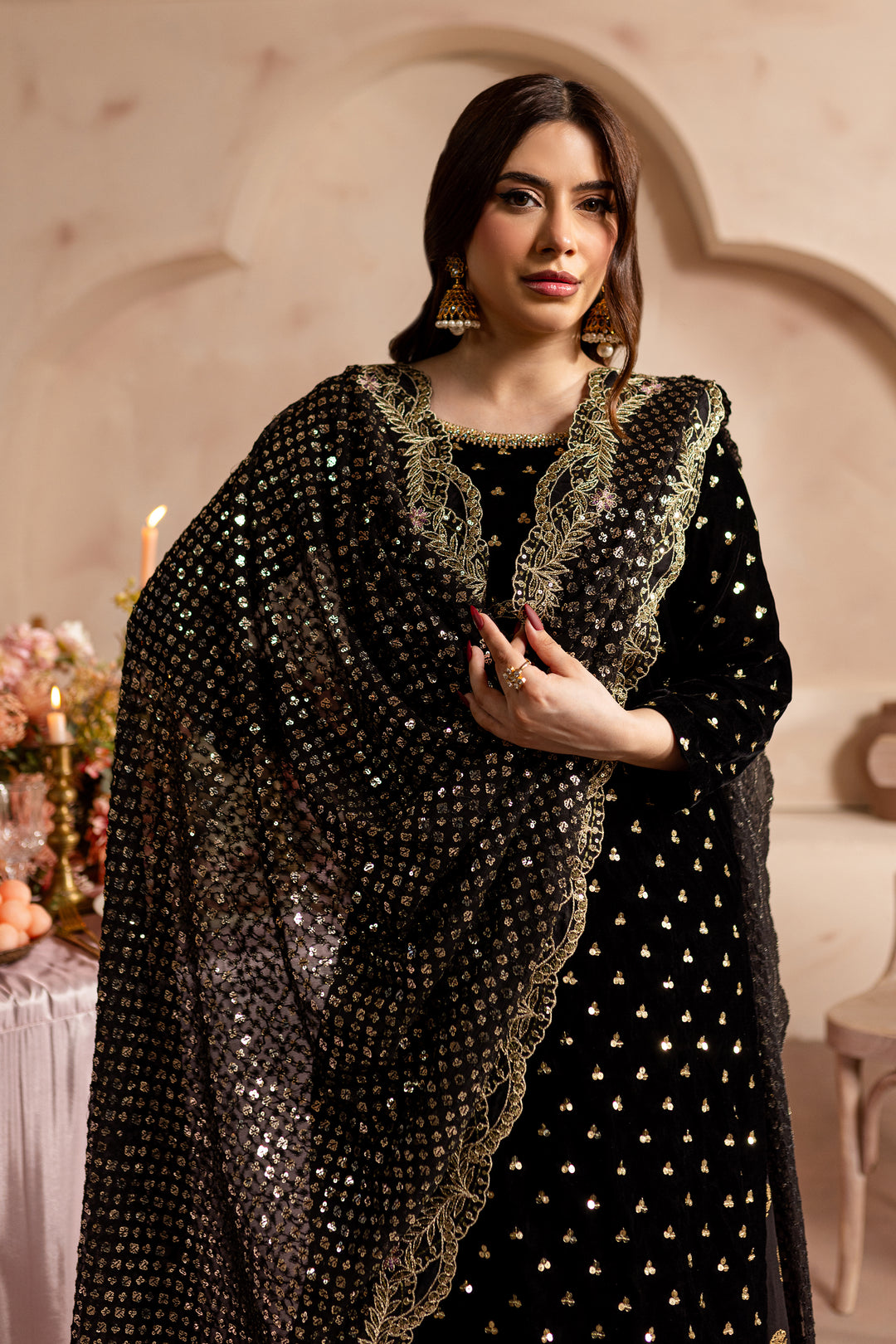 V. Black Amani II 3Pc - Embroidered Luxe PRET - BATIK