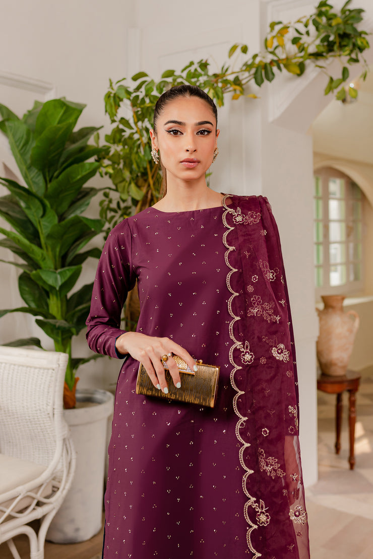Sheen 3Pc - Embroidered Luxe PRET - BATIK