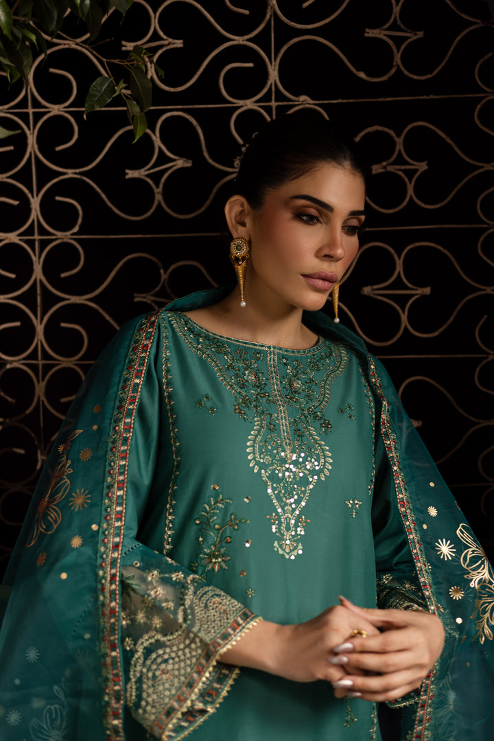 Beoume 3Pc - Embroidered Solid Dress - BATIK