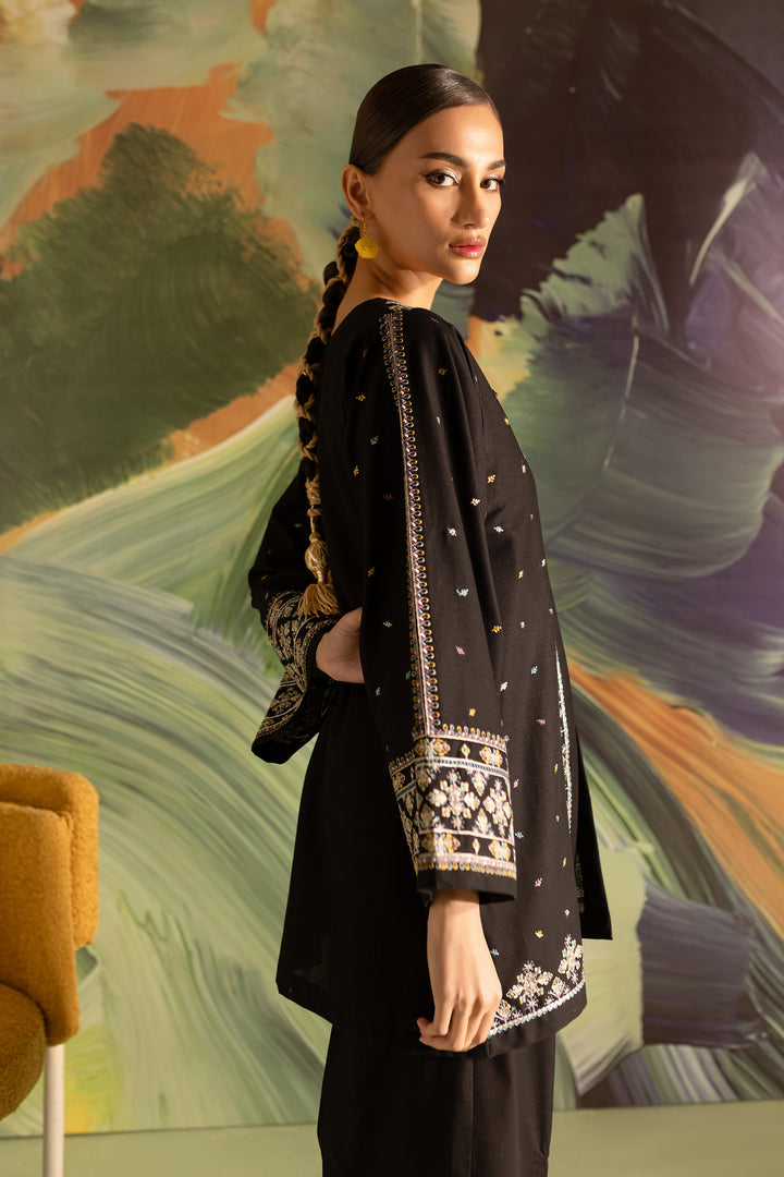 Neptune Black 3Pc - Embroidered Khaddar Dress - BATIK