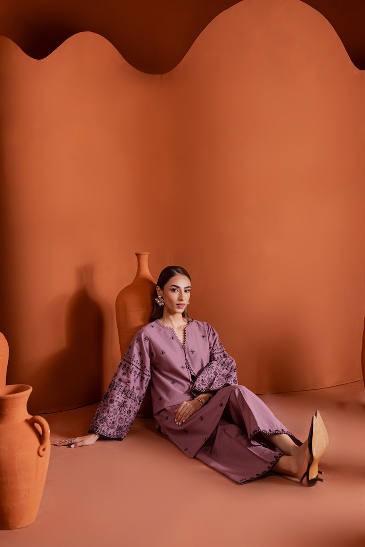 Pitch 2Pc - Embroidered Khaddar Dress