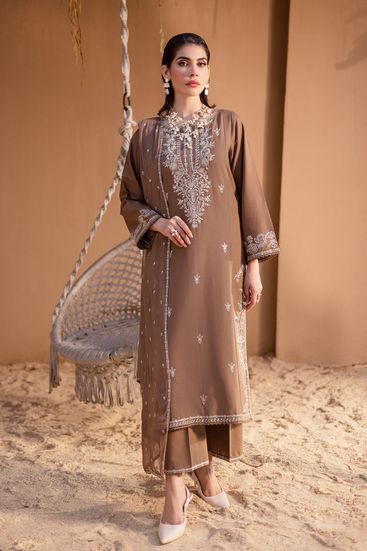 Hazel 3Pc - Embroidered Khaddar Dress