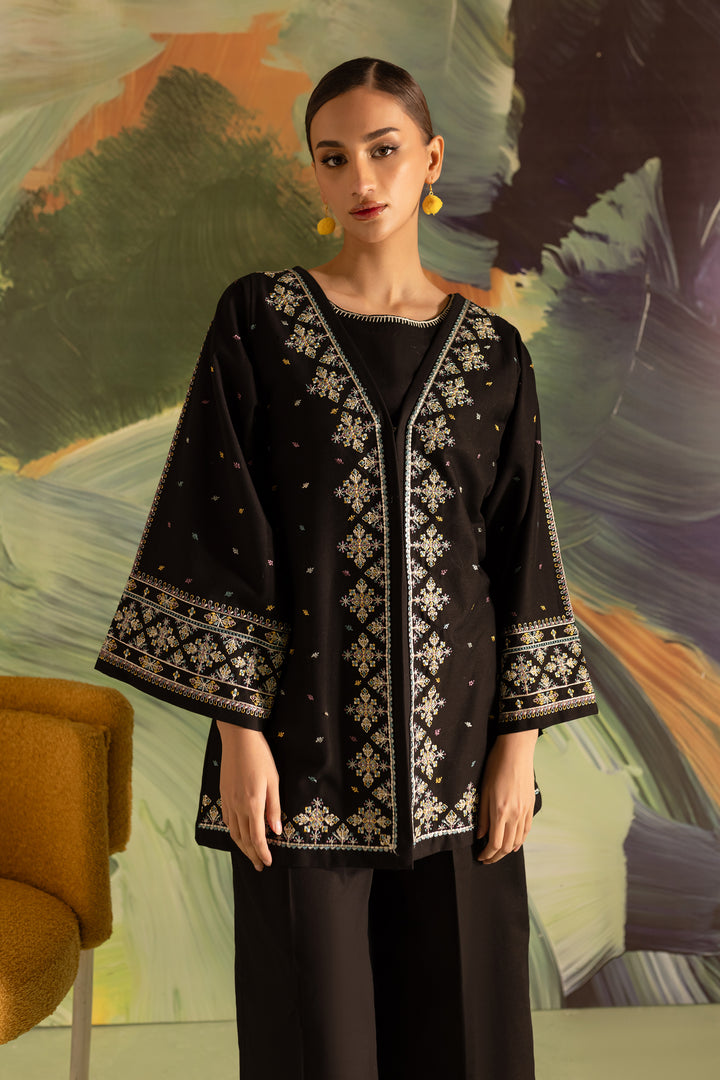 Neptune Black 3Pc - Embroidered Khaddar Dress - BATIK