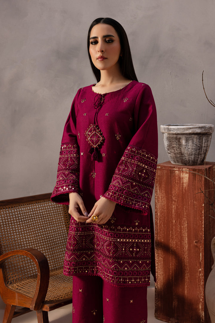 Red Cruz 2Pc - Embroidered Karandi Dress - BATIK