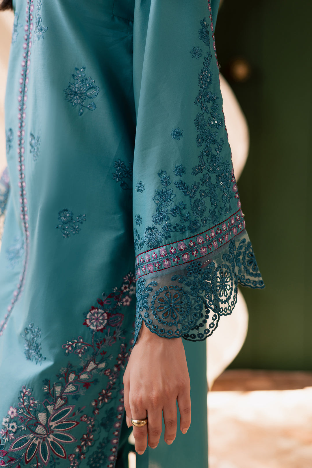 Versak 2Pc - Embroidered Solid Dress - BATIK