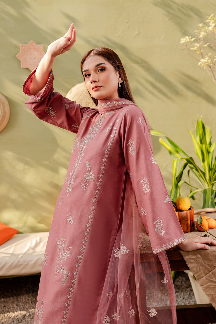 Ayhan 3Pc - Embroidered Karandi Dress - BATIK