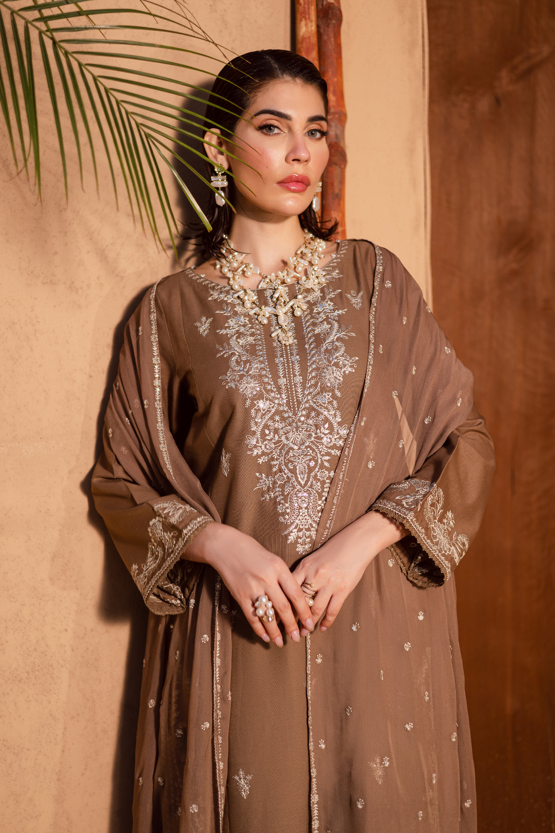 Hazel 3Pc - Embroidered Khaddar Dress