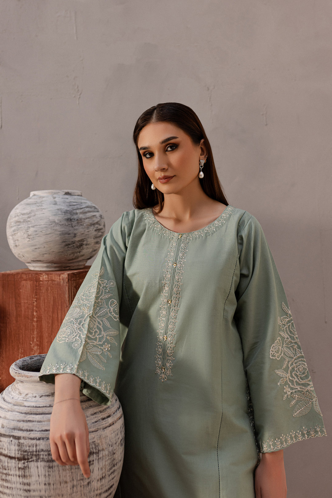 Sea Blush 2Pc - Embroidered Khaddar Dress - BATIK