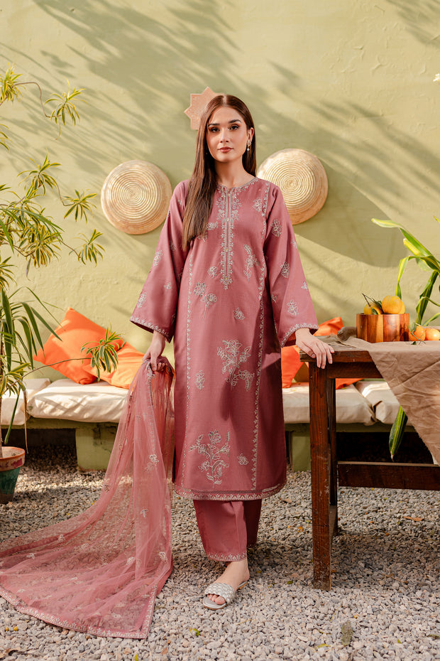 Ayhan 3Pc - Embroidered Karandi Dress - BATIK