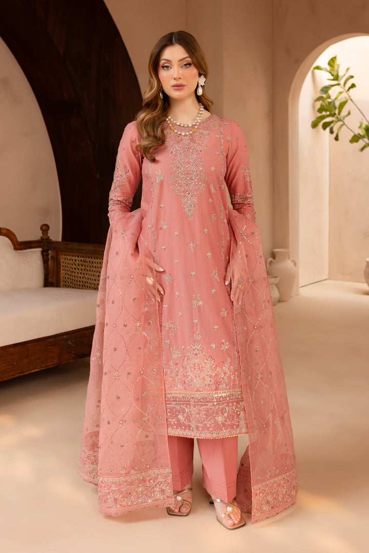 Dusty Pink 3Pc - Embroidered Lawn Dress