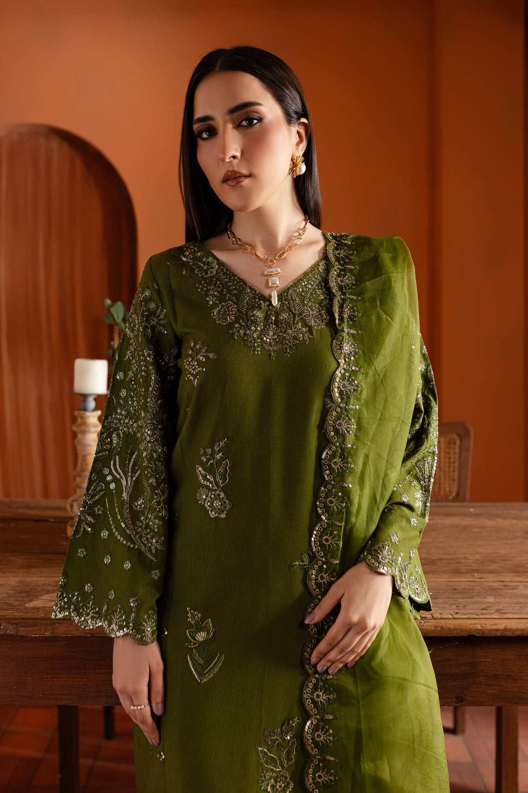 Rosine 3Pc- Embroidered Karandi Dress - BATIK