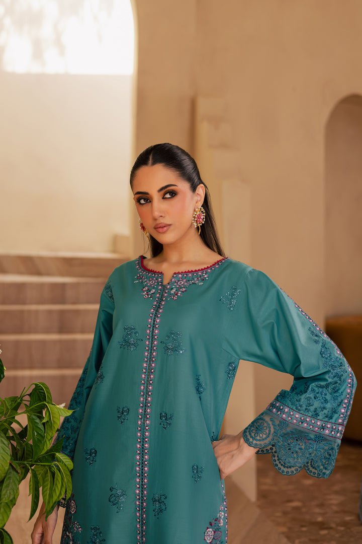 Versak 2Pc - Embroidered Solid Dress - BATIK