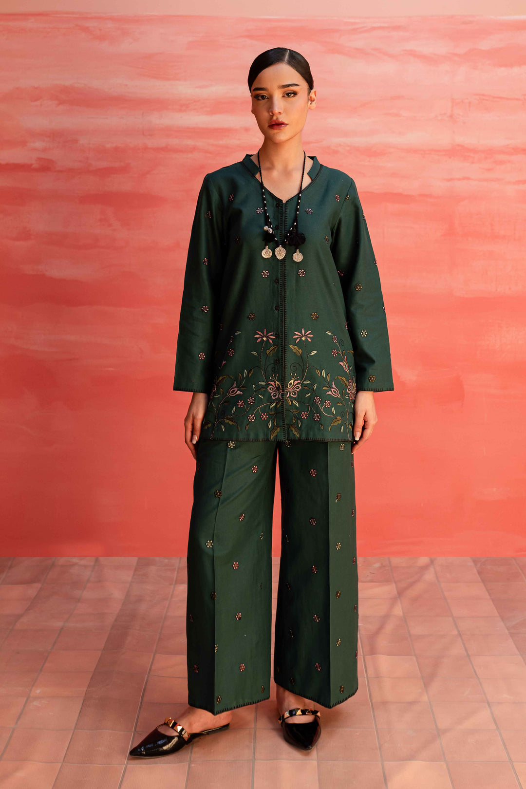 Ainsley 2Pc - Embroidered Khaddar Dress - BATIK