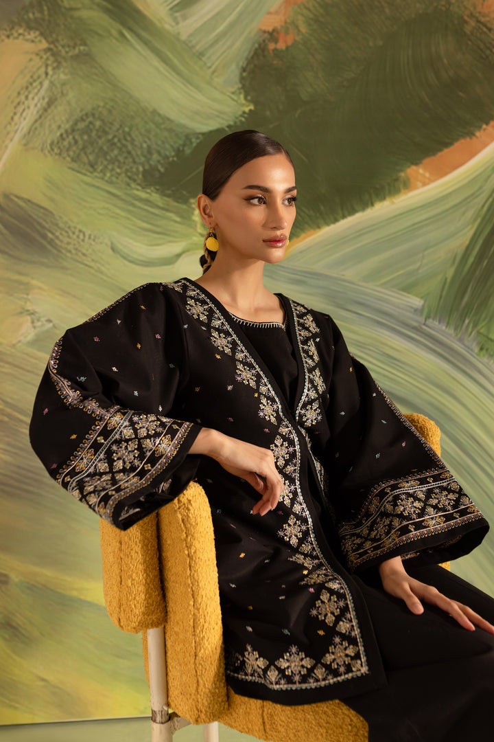 Neptune Black 3Pc - Embroidered Khaddar Dress - BATIK