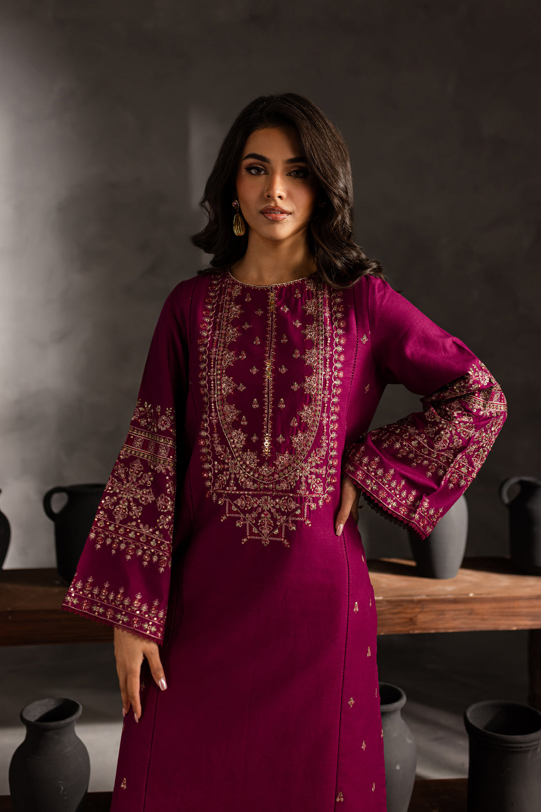 Geniya 2Pc - Embroidered Khaddar Dress - BATIK