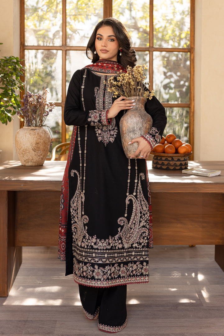 Black Beast 3Pc - Embroidered Khaddar Dress - BATIK