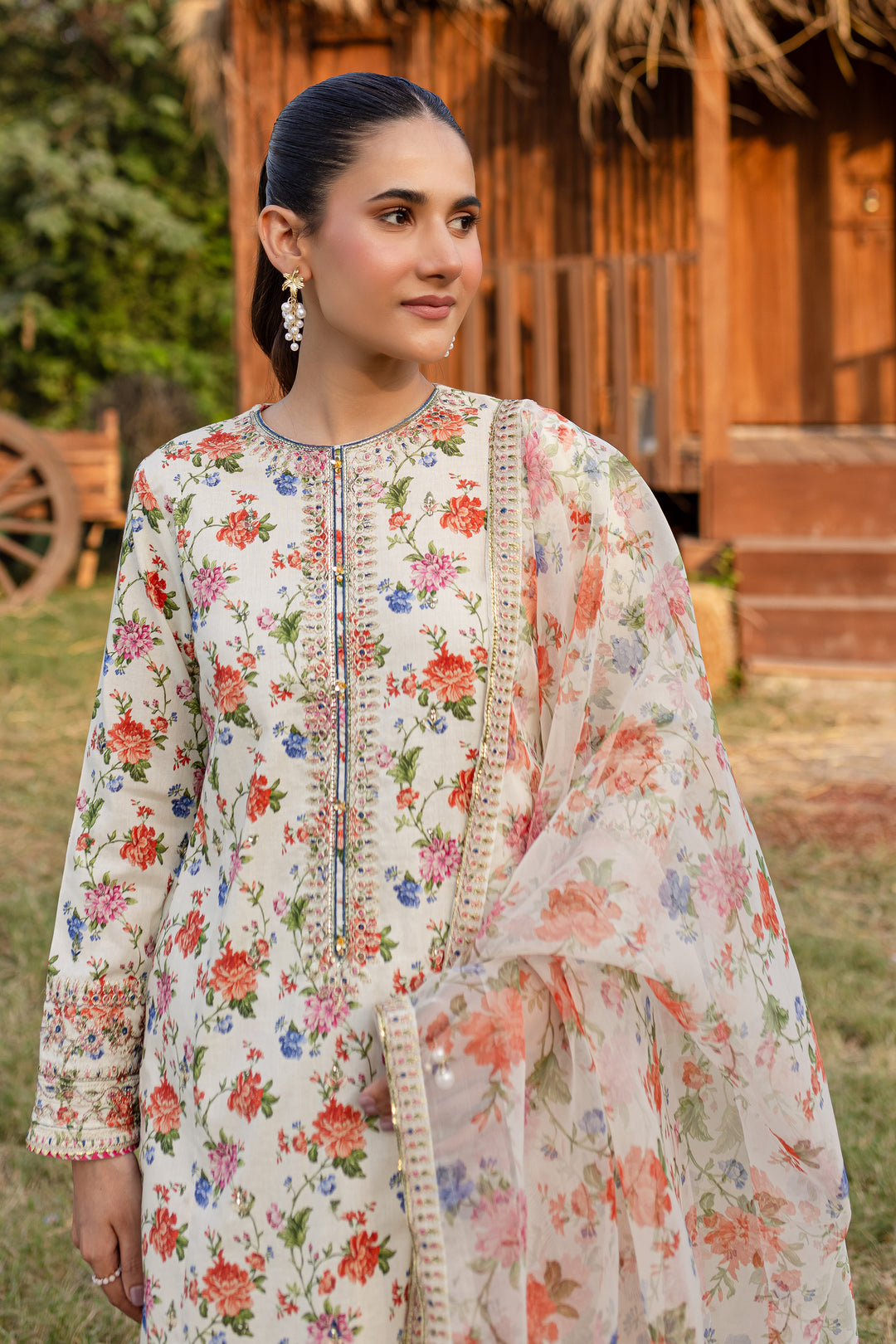 Nehal 3Pc - Printed Khaddar Dress - BATIK