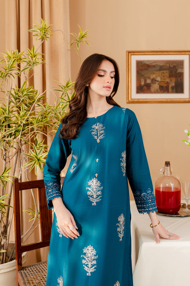 Melvin 2Pc - Embroidered Khaddar Dress
