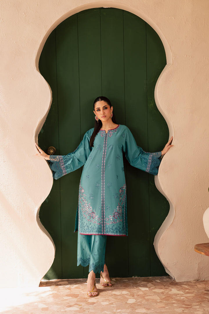 Versak 2Pc - Embroidered Solid Dress - BATIK