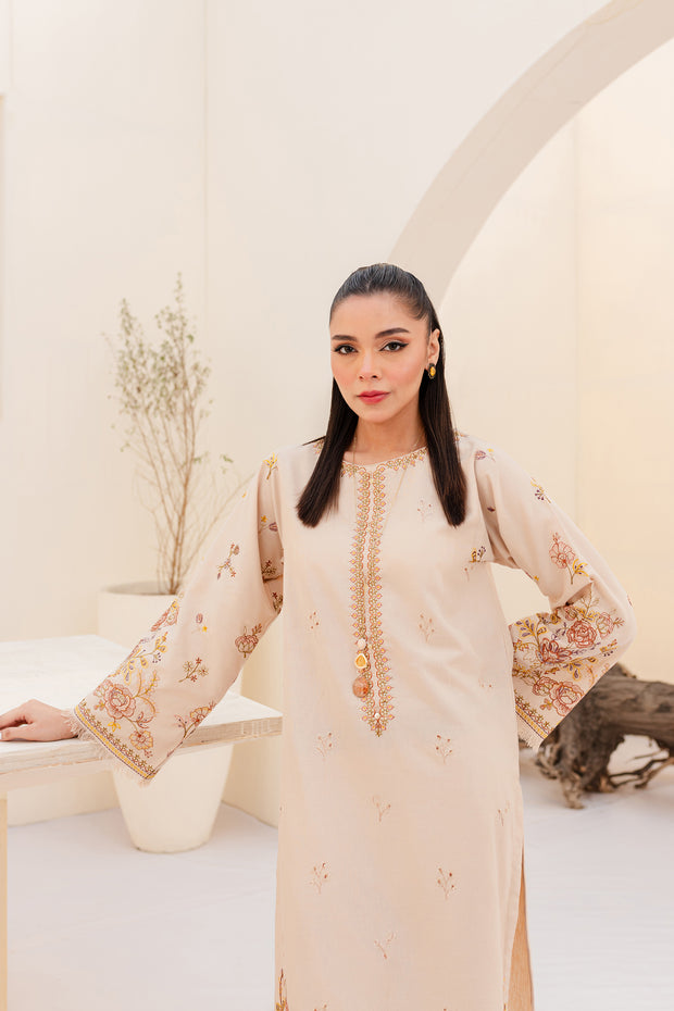 Linen 2Pc - Embroidered Karandi Dress - BATIK