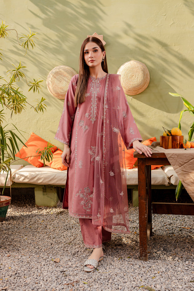 Ayhan 3Pc - Embroidered Karandi Dress - BATIK
