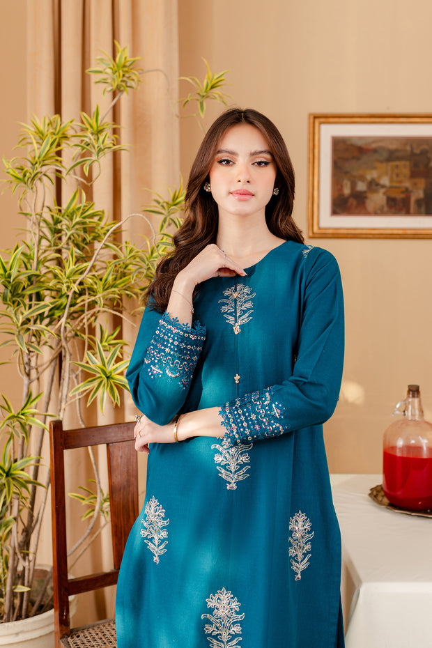 Melvin 2Pc - Embroidered Khaddar Dress