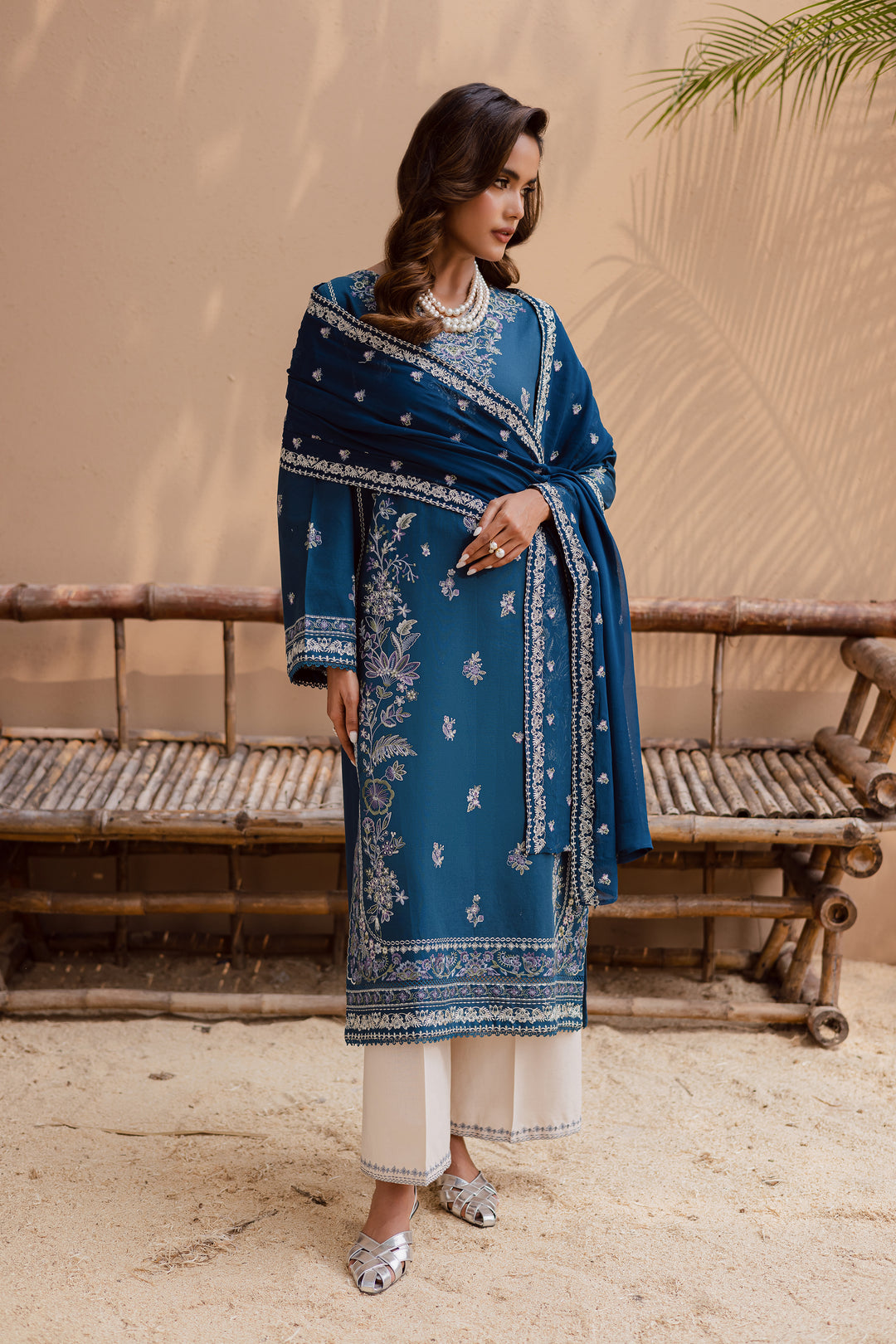 Snow flake 3Pc - Embroidered Khaddar Dress